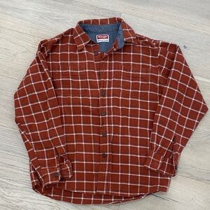 Wrangler Men's Rust Plaid Button-Down Shirt